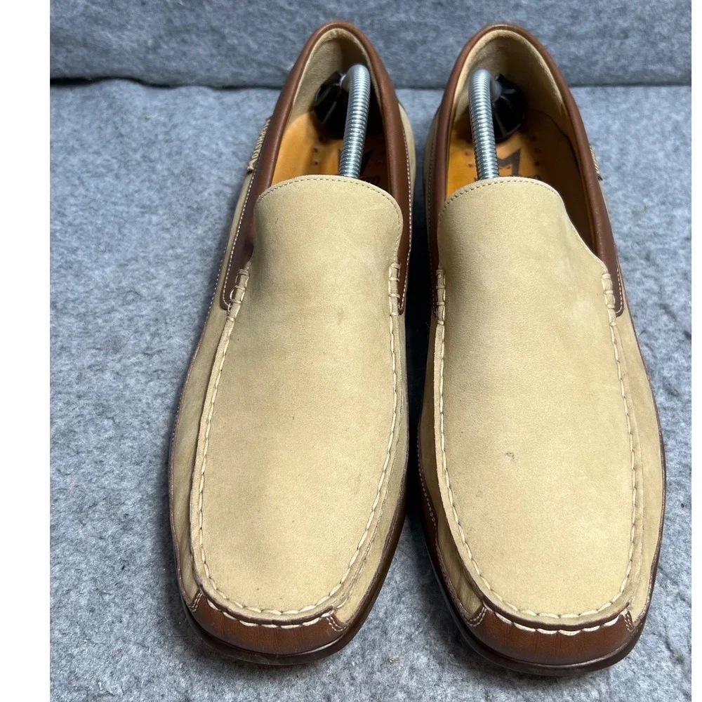 Mephisto Mens Cool-Air Loafers Tan Brown Leather Nubuck Slip On Shoes Size 11.5